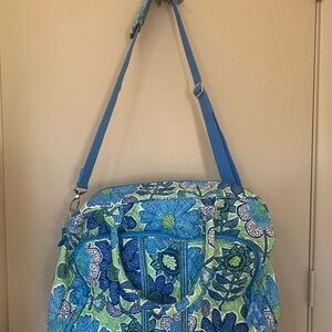 Vera Bradley Weekender Travel Bag Duffle Blue & Green Floral Retired Large